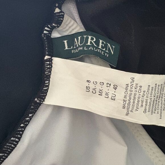 Lauren Ralph Lauren Colorblock One Piece Swimsuit Black White Vacation Size 8 - Picture 3 of 4